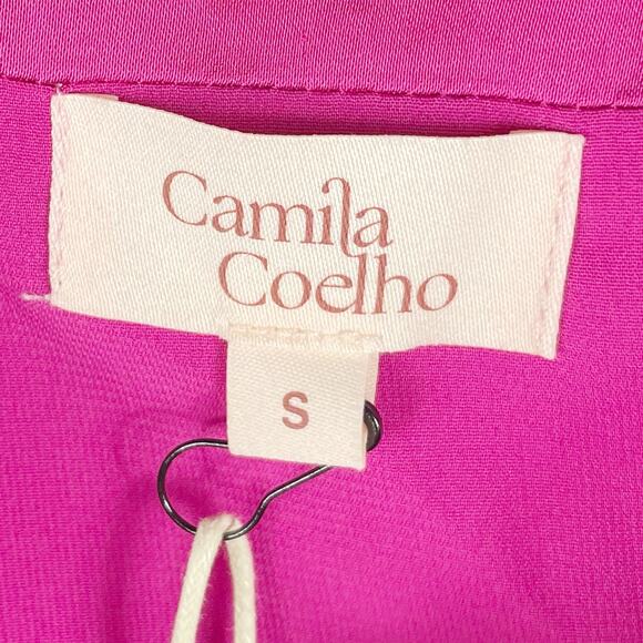 Camila Coelho Polly Top Very Berry Fuchsia Pink Cami Button Front Sz S - Picture 6 of 10